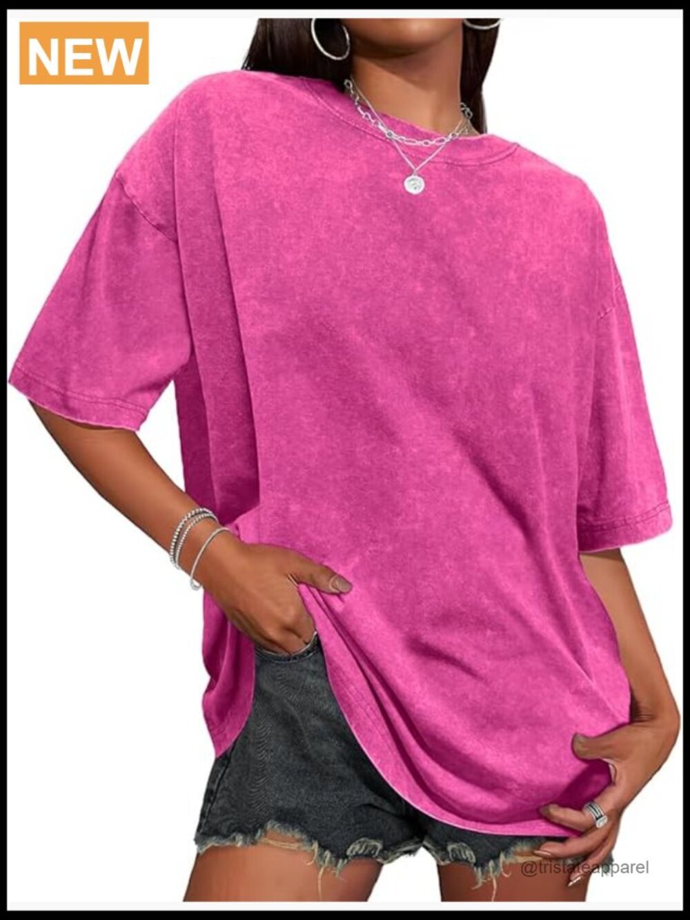 Oversized Short Sleeve Crew Neck Vintage Washed Loose Casual Tee Tops